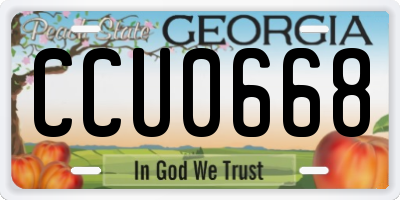 GA license plate CCU0668