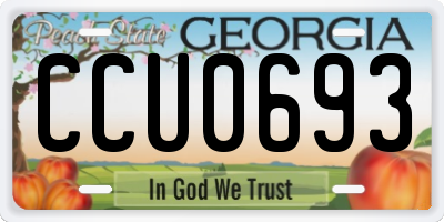 GA license plate CCU0693