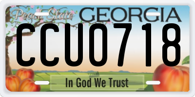 GA license plate CCU0718