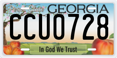 GA license plate CCU0728