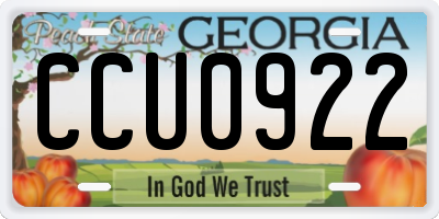 GA license plate CCU0922