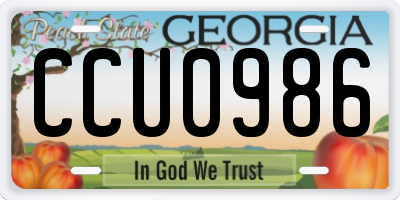 GA license plate CCU0986