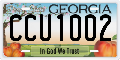 GA license plate CCU1002