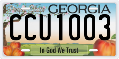 GA license plate CCU1003