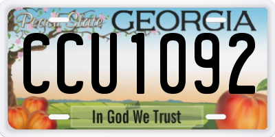 GA license plate CCU1092
