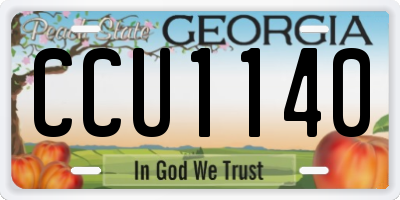 GA license plate CCU1140