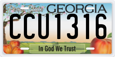 GA license plate CCU1316