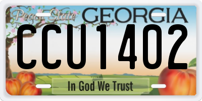 GA license plate CCU1402