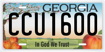 GA license plate CCU1600