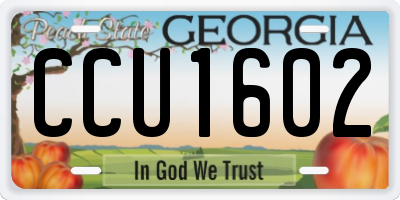 GA license plate CCU1602