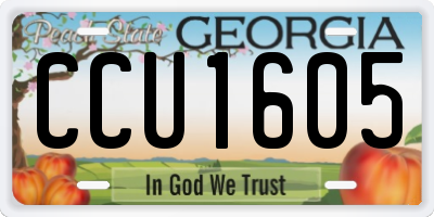 GA license plate CCU1605