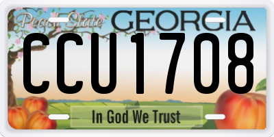 GA license plate CCU1708