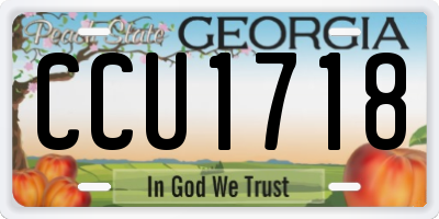 GA license plate CCU1718