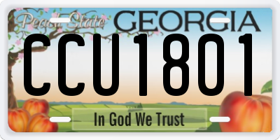 GA license plate CCU1801