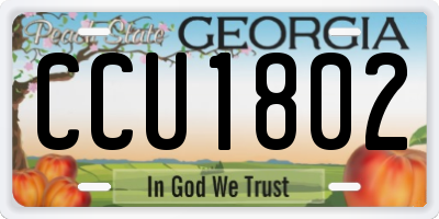 GA license plate CCU1802
