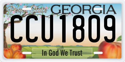 GA license plate CCU1809