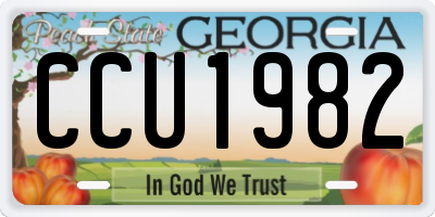 GA license plate CCU1982
