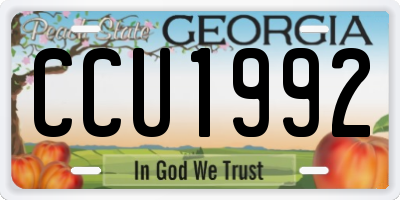 GA license plate CCU1992