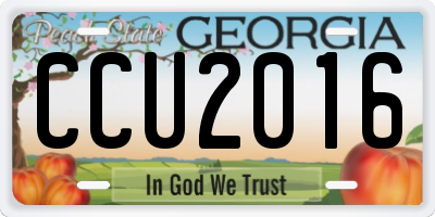 GA license plate CCU2016