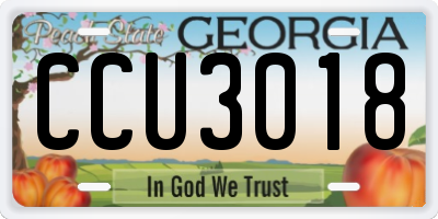 GA license plate CCU3018