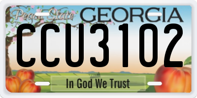 GA license plate CCU3102