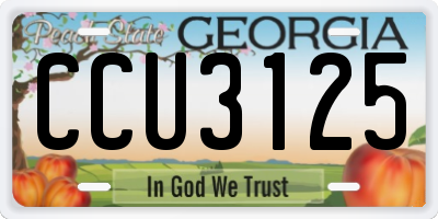 GA license plate CCU3125
