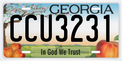 GA license plate CCU3231