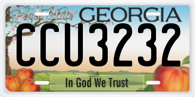 GA license plate CCU3232