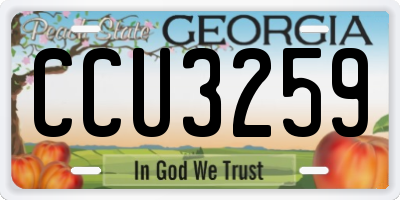 GA license plate CCU3259
