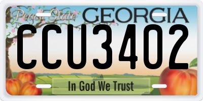 GA license plate CCU3402