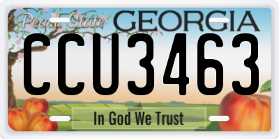GA license plate CCU3463