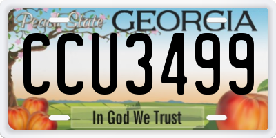 GA license plate CCU3499