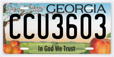 GA license plate CCU3603