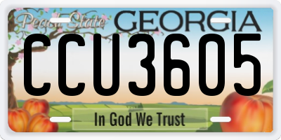 GA license plate CCU3605
