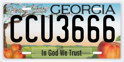 GA license plate CCU3666
