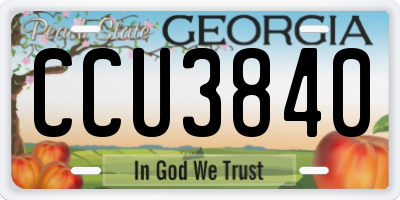 GA license plate CCU3840