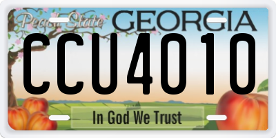 GA license plate CCU4010