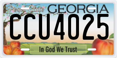 GA license plate CCU4025