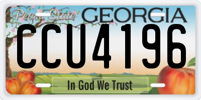 GA license plate CCU4196