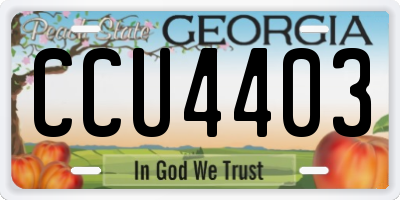 GA license plate CCU4403