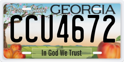 GA license plate CCU4672