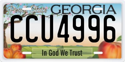 GA license plate CCU4996