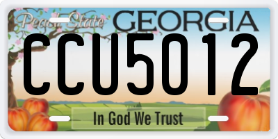GA license plate CCU5012