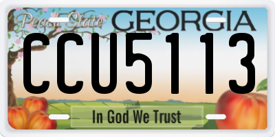 GA license plate CCU5113