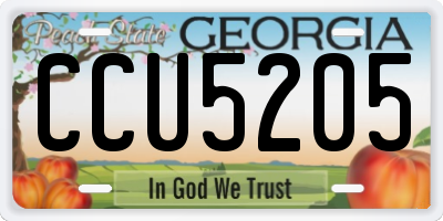 GA license plate CCU5205