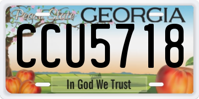 GA license plate CCU5718