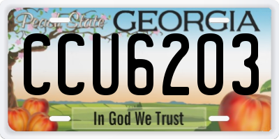 GA license plate CCU6203