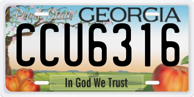 GA license plate CCU6316