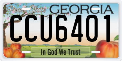 GA license plate CCU6401