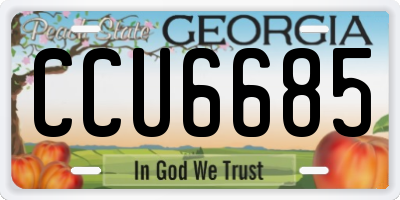 GA license plate CCU6685